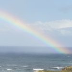 Rainbow over the ocean, reflecting on God as our promise keeper whose Word is faithful and true.