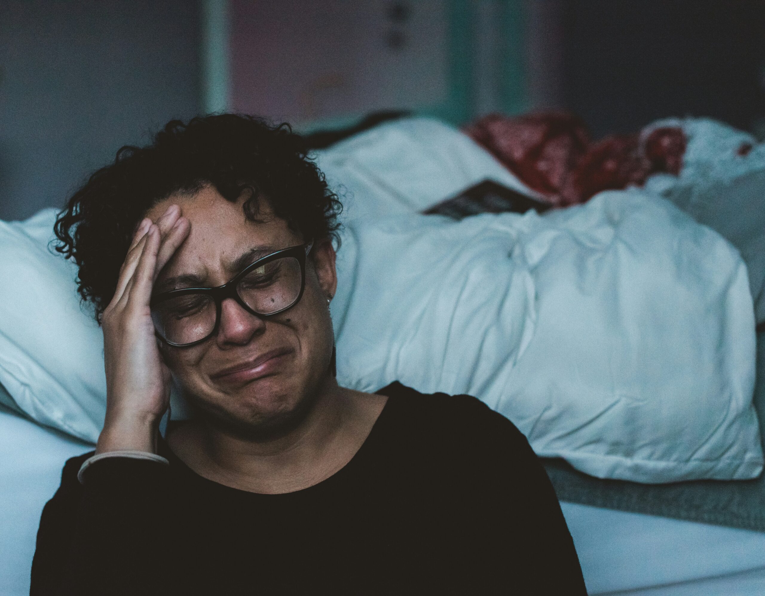 Woman crying, dealing with the storms of life.