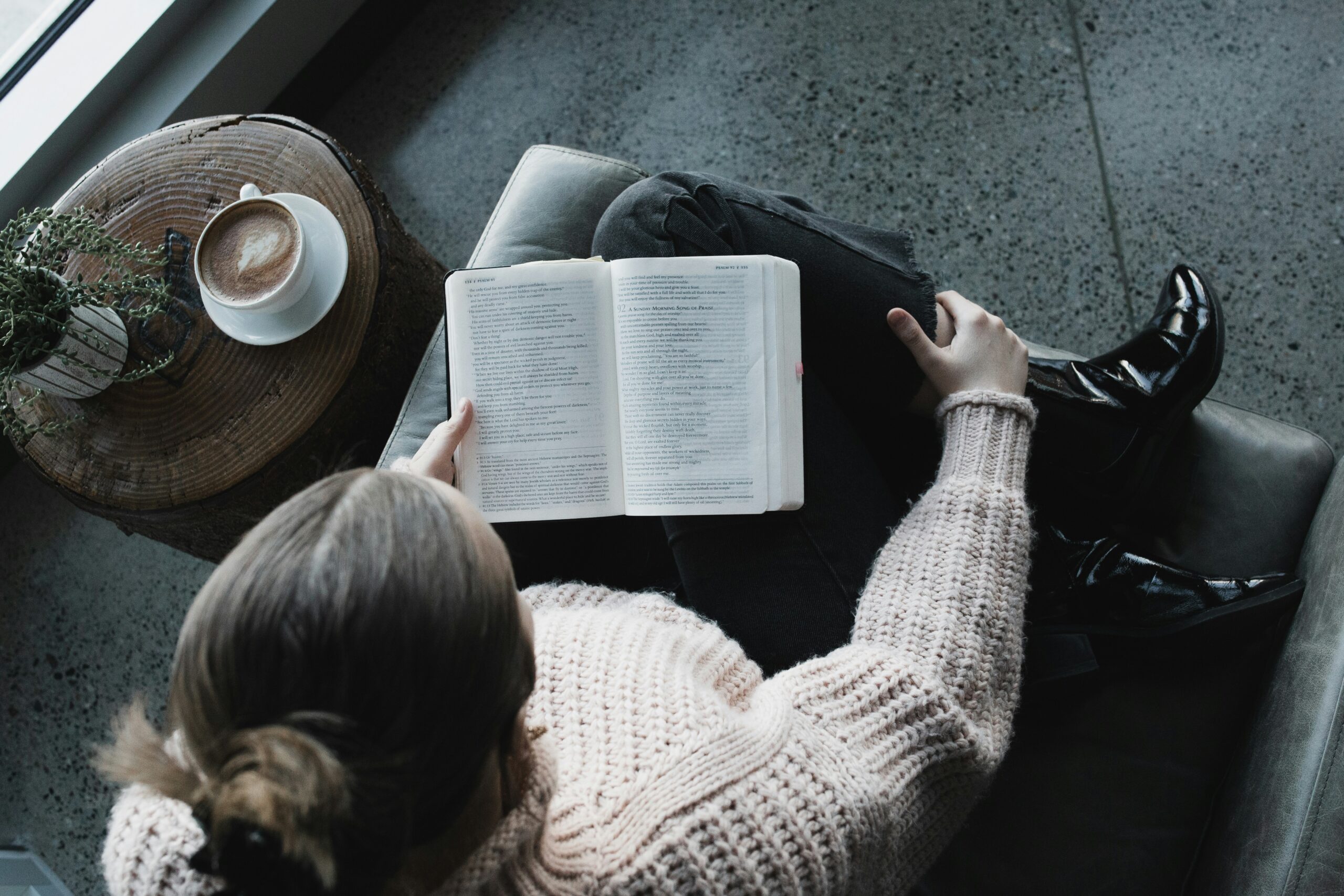 Woman reading the Bible.